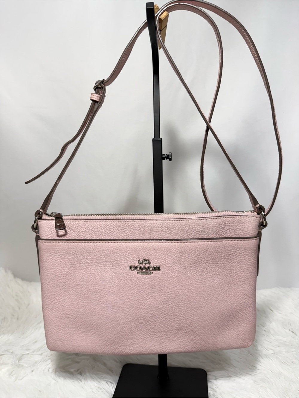 Coach Pebbled Leather Crossbody Bag in Light Pink